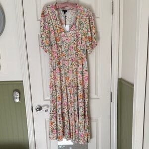 Who What Wear Floral Maxi Dress in Pink and Orange